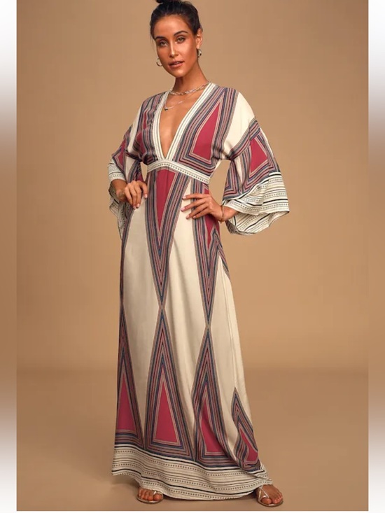 Lulus Dresses & Skirts - Lulus Montecito Cream Print Maxi Dress NWT
